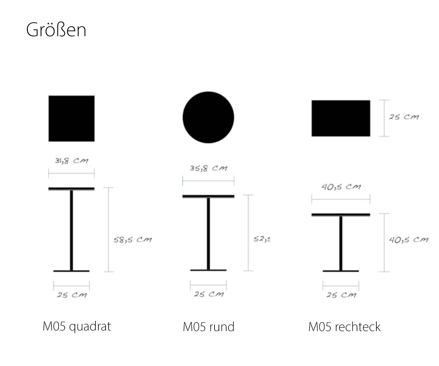 S+ Beistelltisch M5 mit abnehmbaren Tablett Größen S+ Beistelltisch M5 mit abnehmbaren Tablett Größen