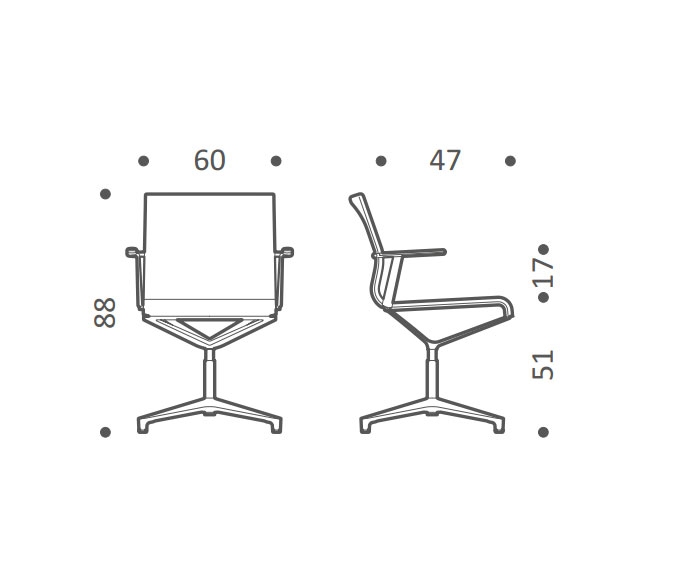 Esquisse de ICF Stick Chaise de bureau ETK Design H 37 sans roulettes