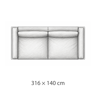 316 × 140 cm