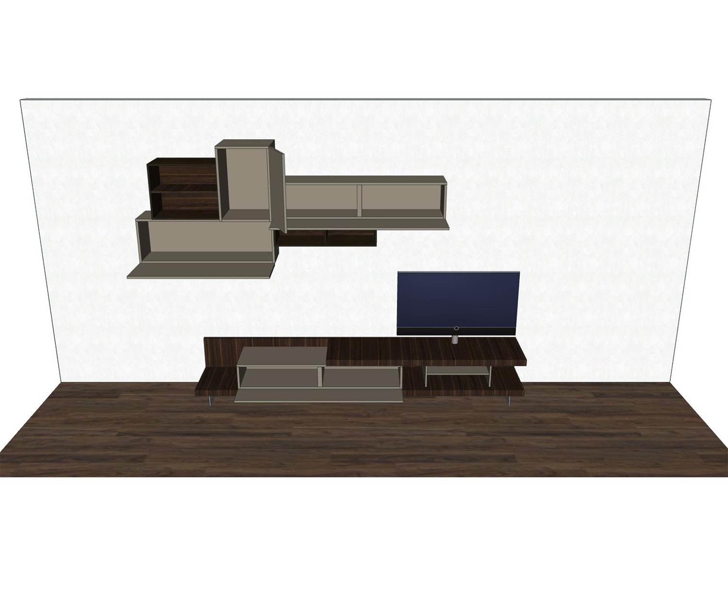 Livitalia Meuble-paroi design C52 Esquisse avec éléments ouverts et portes Livitalia Meuble-paroi design C52 Esquisse avec éléments ouverts et portes