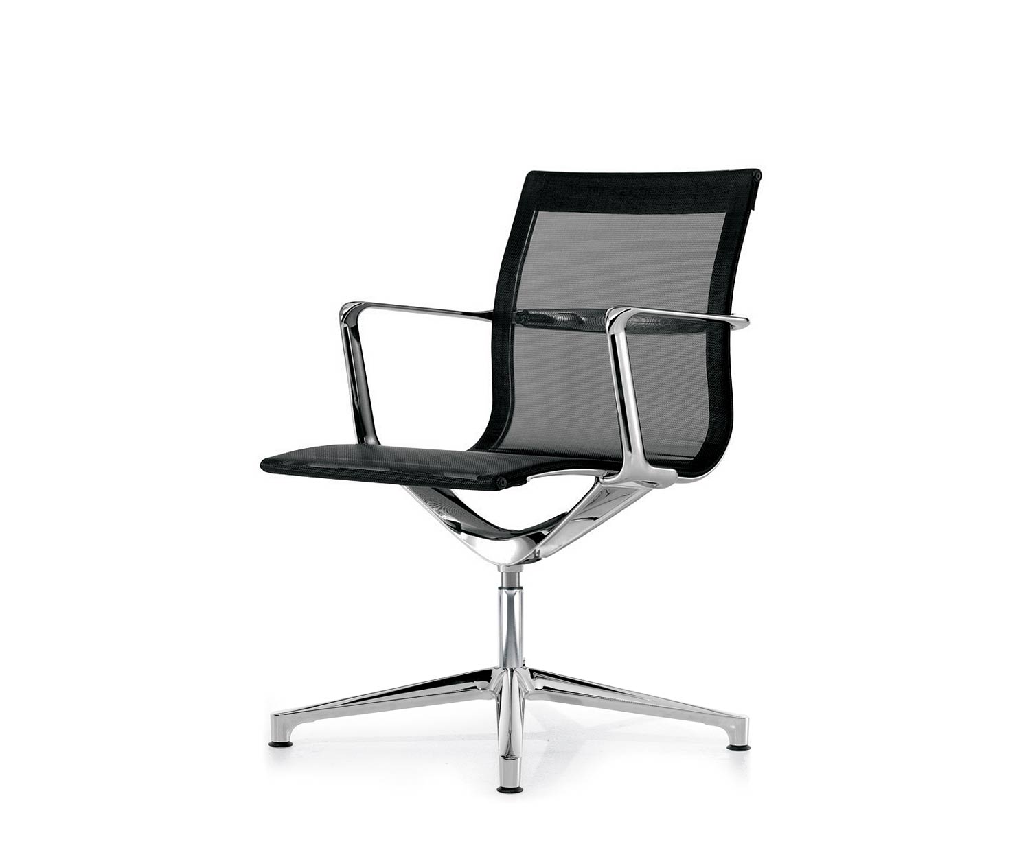 ICF Una Chair Managment Bürostuhl Design Drehstuhl 4 Arm ohne Rollen H42 cm mit Mesh Elastic Mesh Schwarz 01 ICF Una Chair Managment Bürostuhl Design Drehstuhl 4 Arm ohne Rollen H42 cm mit Mesh Elastic Mesh Schwarz 01