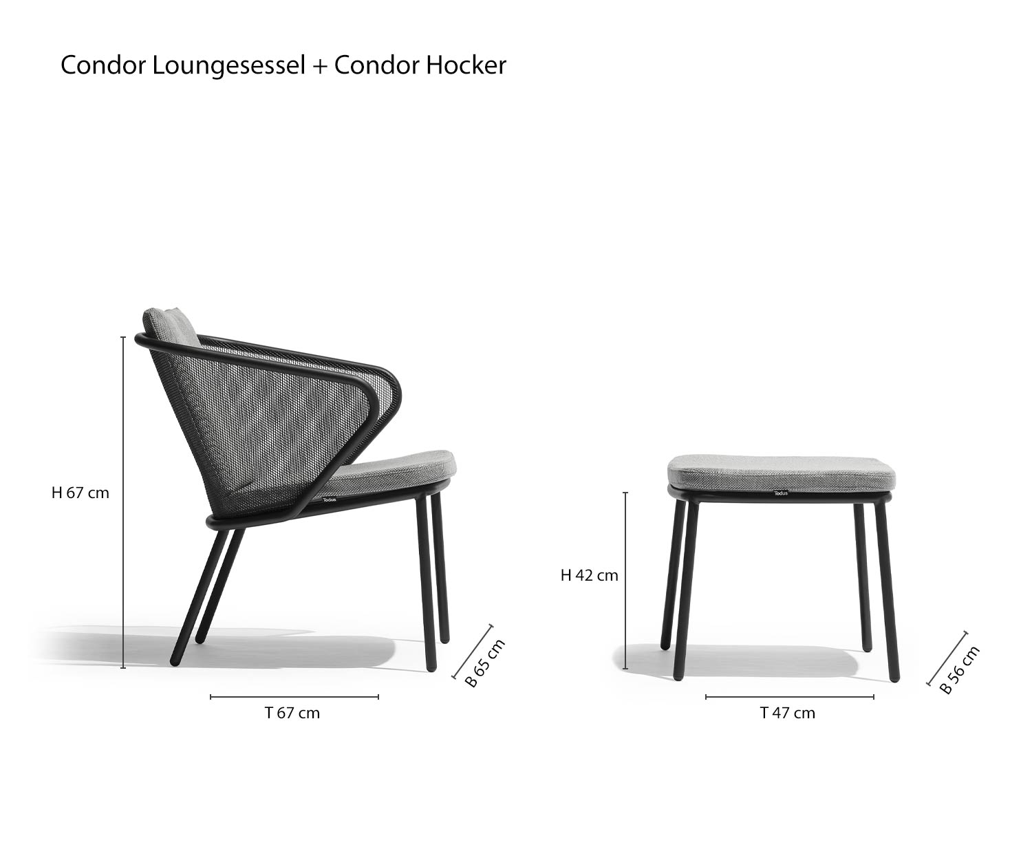 Todus Condor Designer Fauteuil Lounge Esquisse Dimensions Dimensions