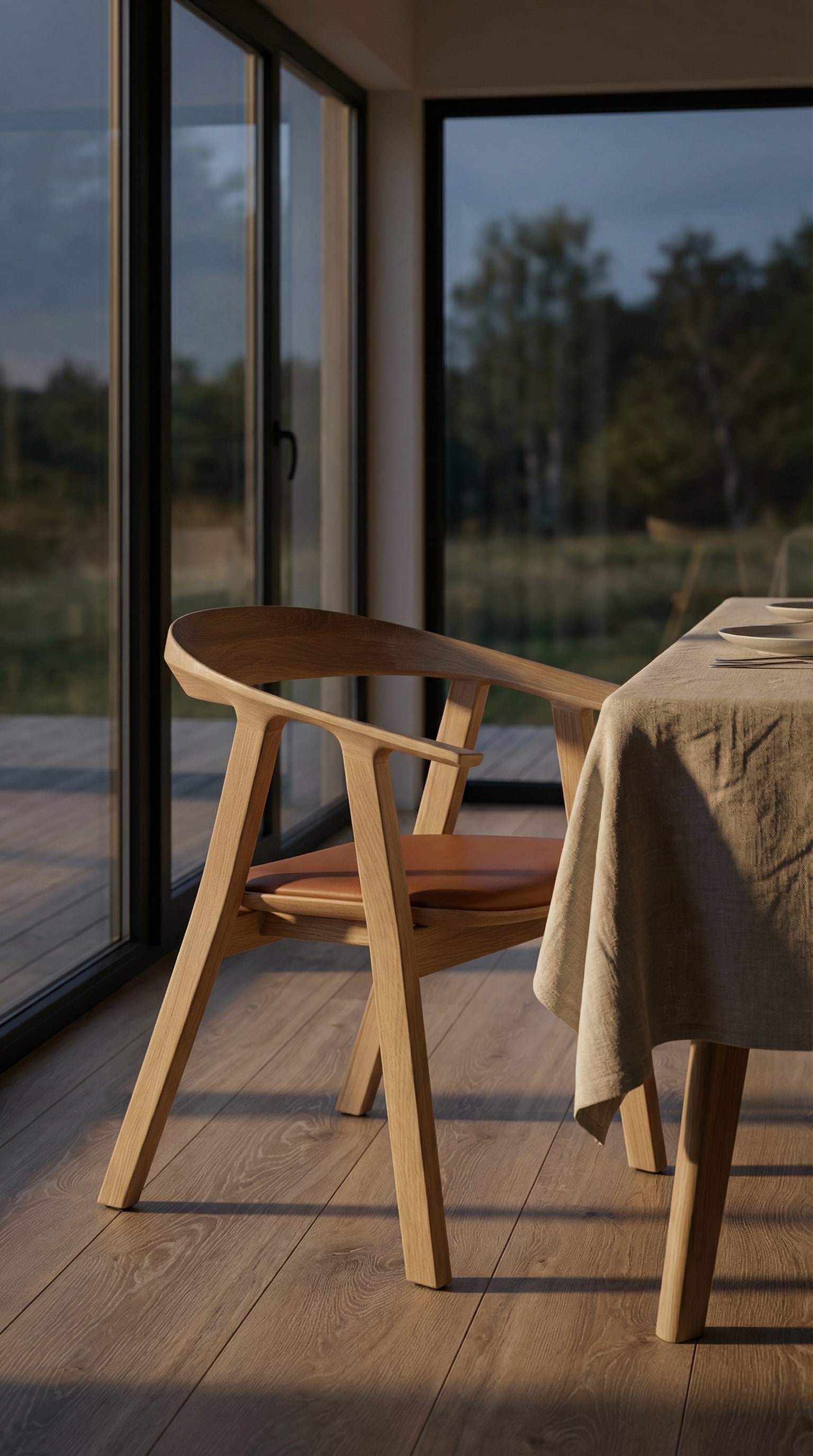 Chaise en bois Prostoria Rhomb en bois massif clair avec assise en cuir