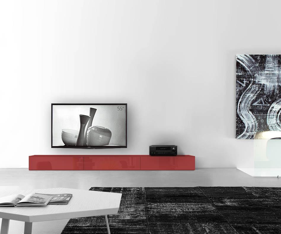 /Design Lowboard sol B270 H27 rouge brillant /Design Lowboard sol B270 H27 rouge brillant