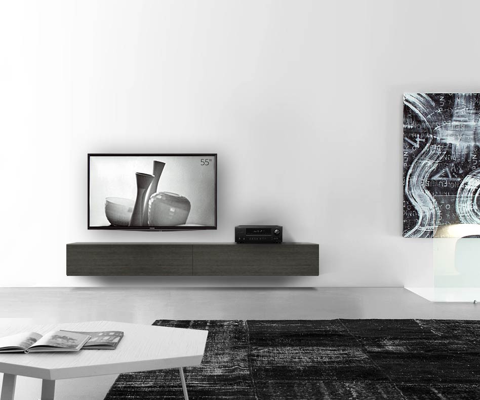 Livitalia Bois Design Lowboard Configurateur mural 240 cm 32 cm 56 cm Chêne gris Livitalia Bois Design Lowboard Configurateur mural 240 cm 32 cm 56 cm Chêne gris