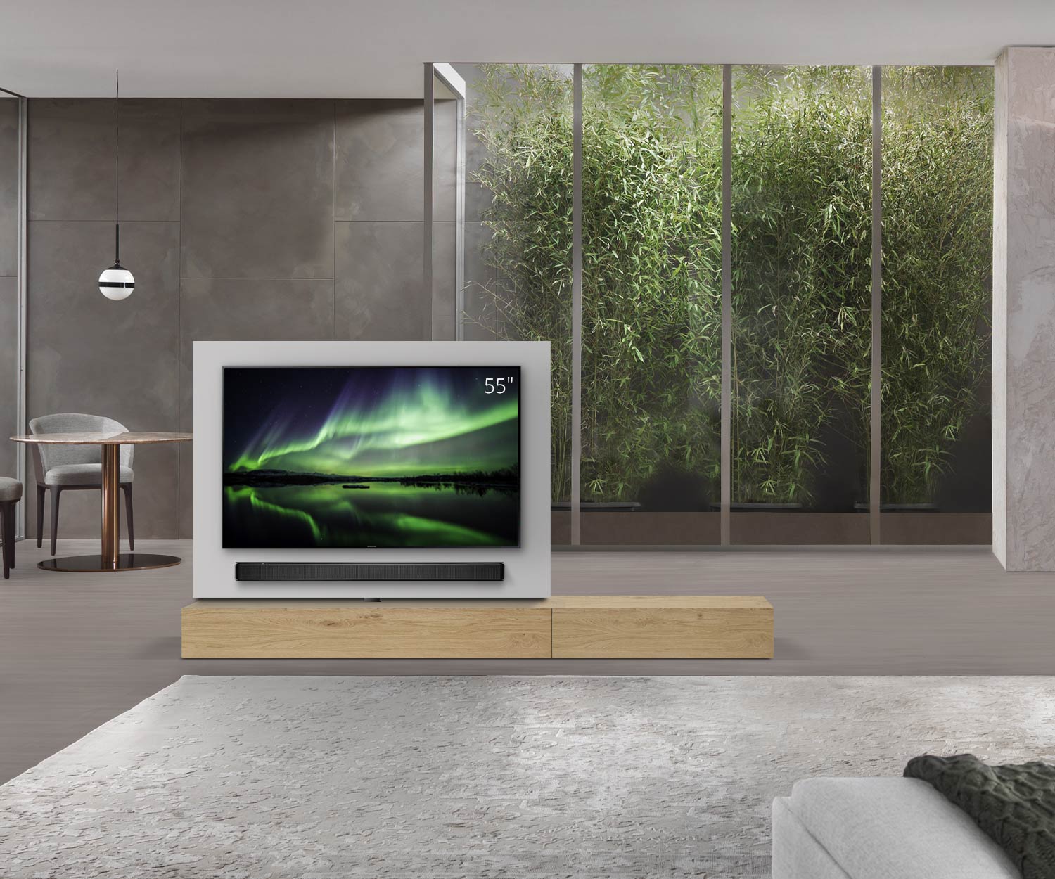 Livitalia Roto Design Lowboard Raumteiler mit drehbarem TV Paneel B150 65 H25 T47 EiHe B90re oBox Livitalia Roto Design Lowboard Raumteiler mit drehbarem TV Paneel B150 65 H25 T47 EiHe B90re oBox