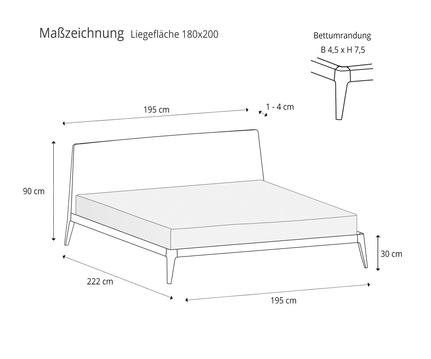 Informations sur les dimensions Esquisse Novamobili Lit design Siri 180x200 Matelas Informations sur les dimensions Esquisse Novamobili Lit design Siri 180x200 Matelas