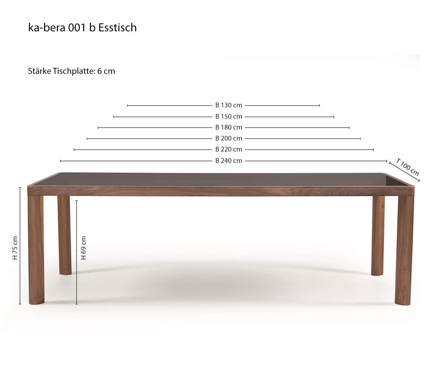 ka bera 001 b Table de salle à manger design de al2 Esquisse Tailles Indications des dimensions 