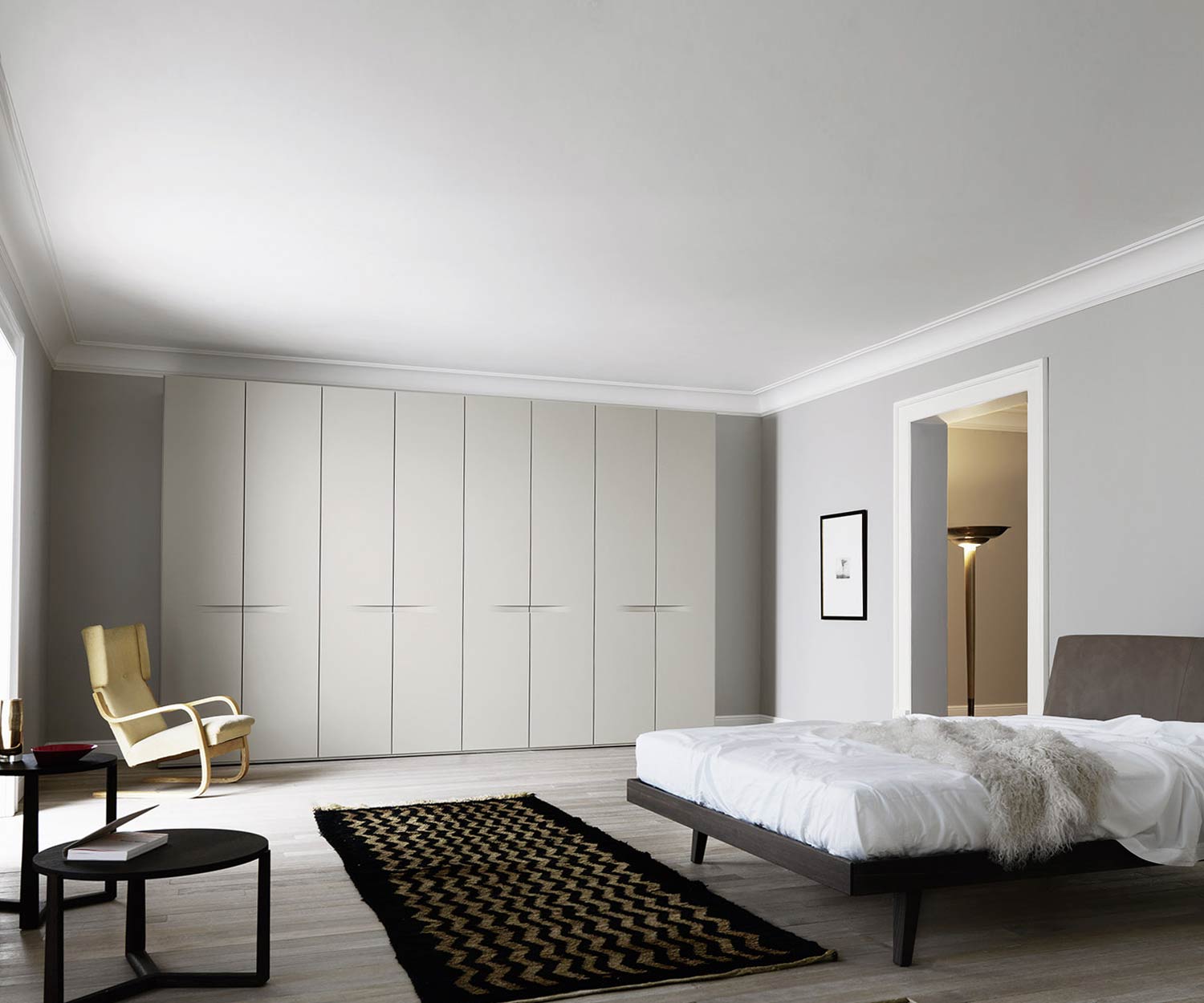 Haute qualité Livitalia Chambre à coucher Design Armoire Vela en gris clair mat