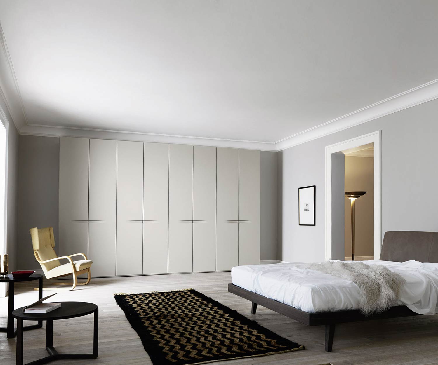 Haute qualité Livitalia Chambre à coucher Design Armoire Vela en gris clair mat Haute qualité Livitalia Chambre à coucher Design Armoire Vela en gris clair mat