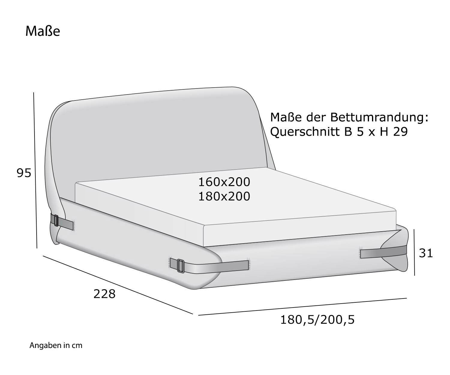 Designer Bed Tape de Novamobili Esquisse Dimensions Dimensions
