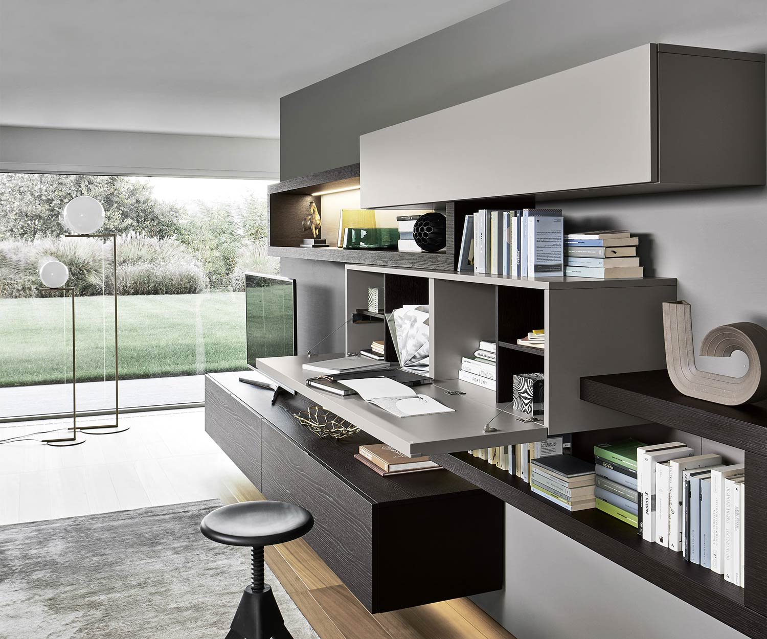 Moderne Livitalia Design Wohnwand C27 mit Beleuchtung m Hängeschrank Moderne Livitalia Design Wohnwand C27 mit Beleuchtung m Hängeschrank