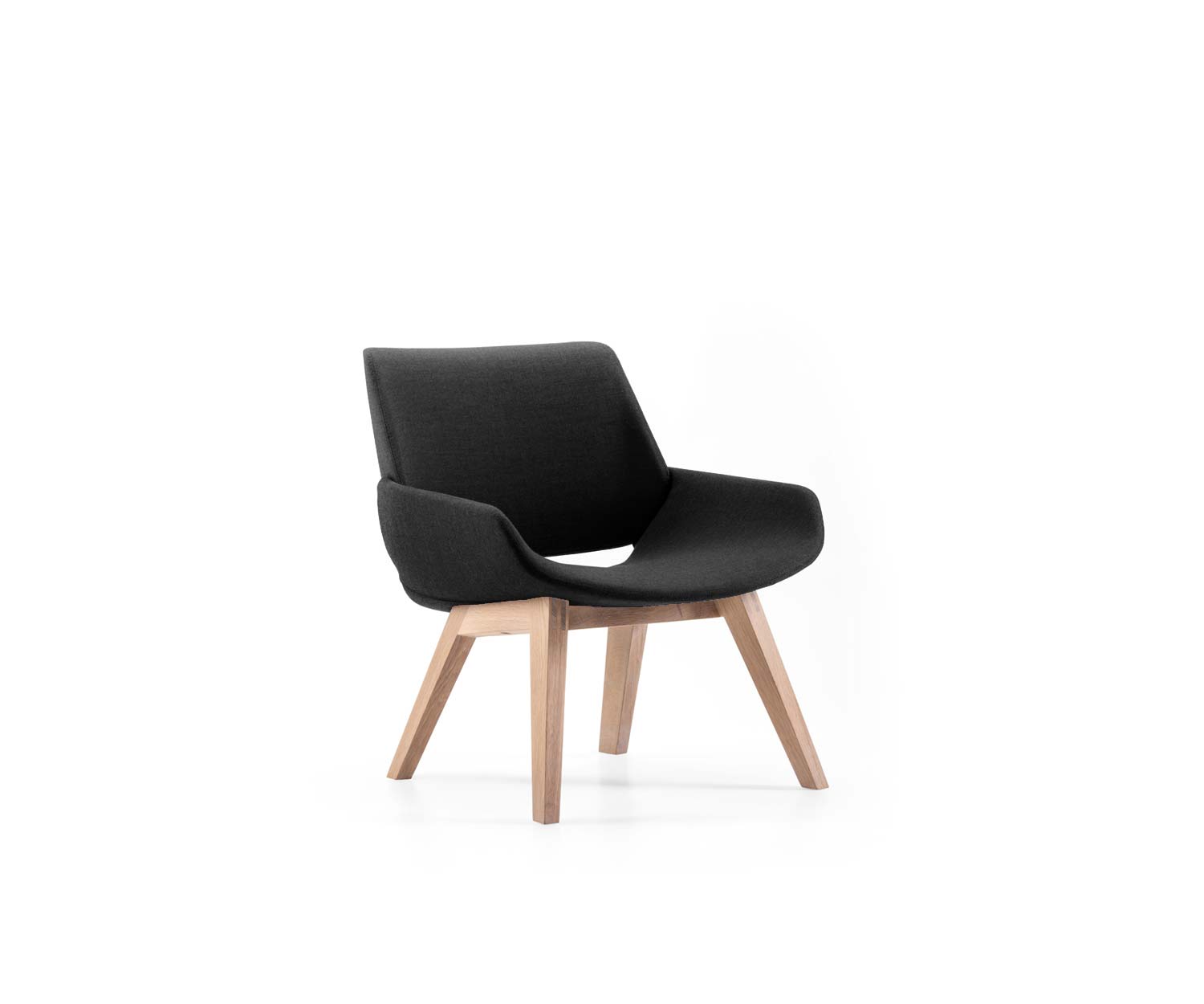 Exklusiver Prostoria Design Sessel Monk mit Massivholzbeinen in Schwarz