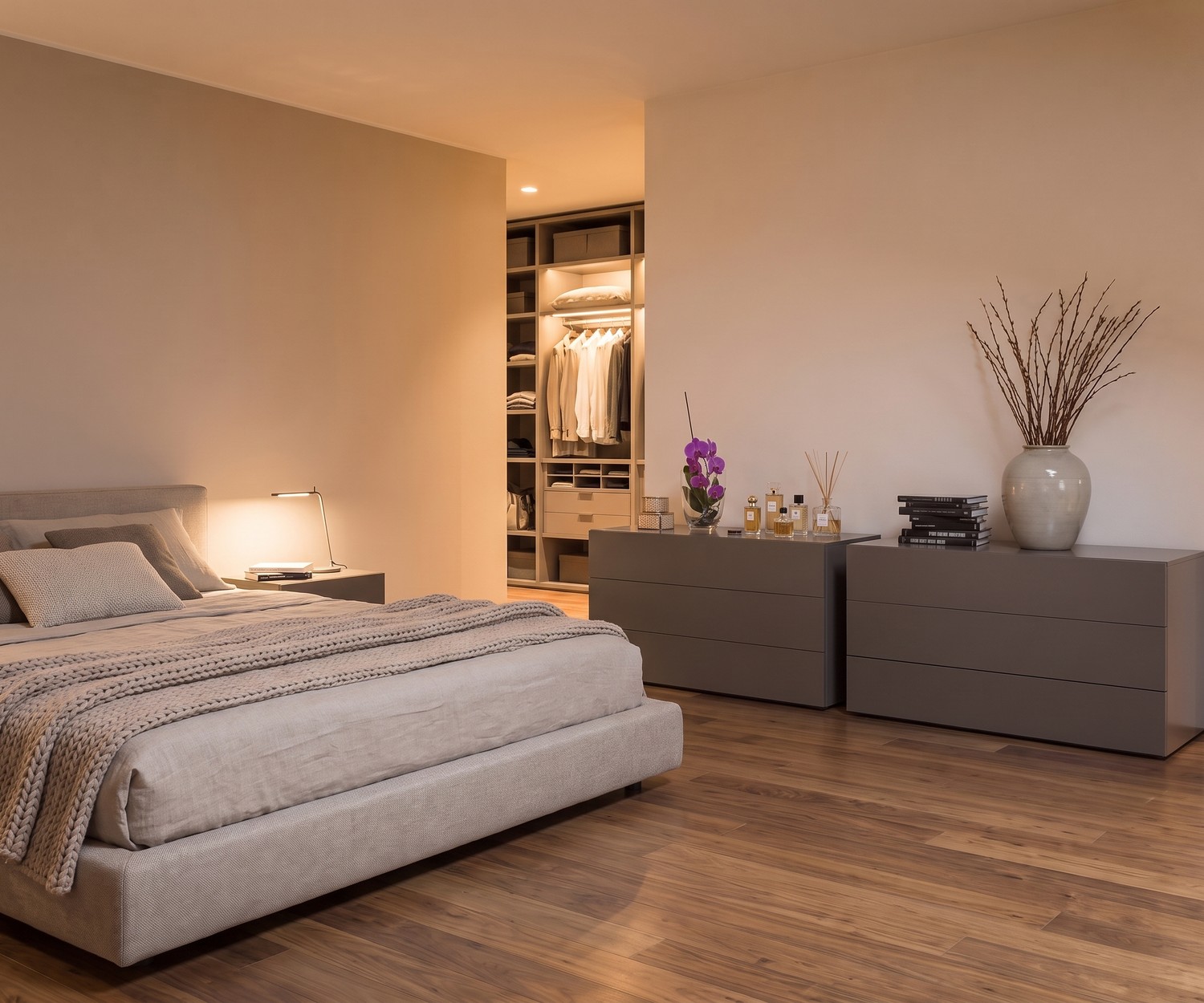 Novamobili Kommode Easy mit 3 Schubladen im modernen Schlafzimmer, graues Sideboard für minimalistischen Stauraum