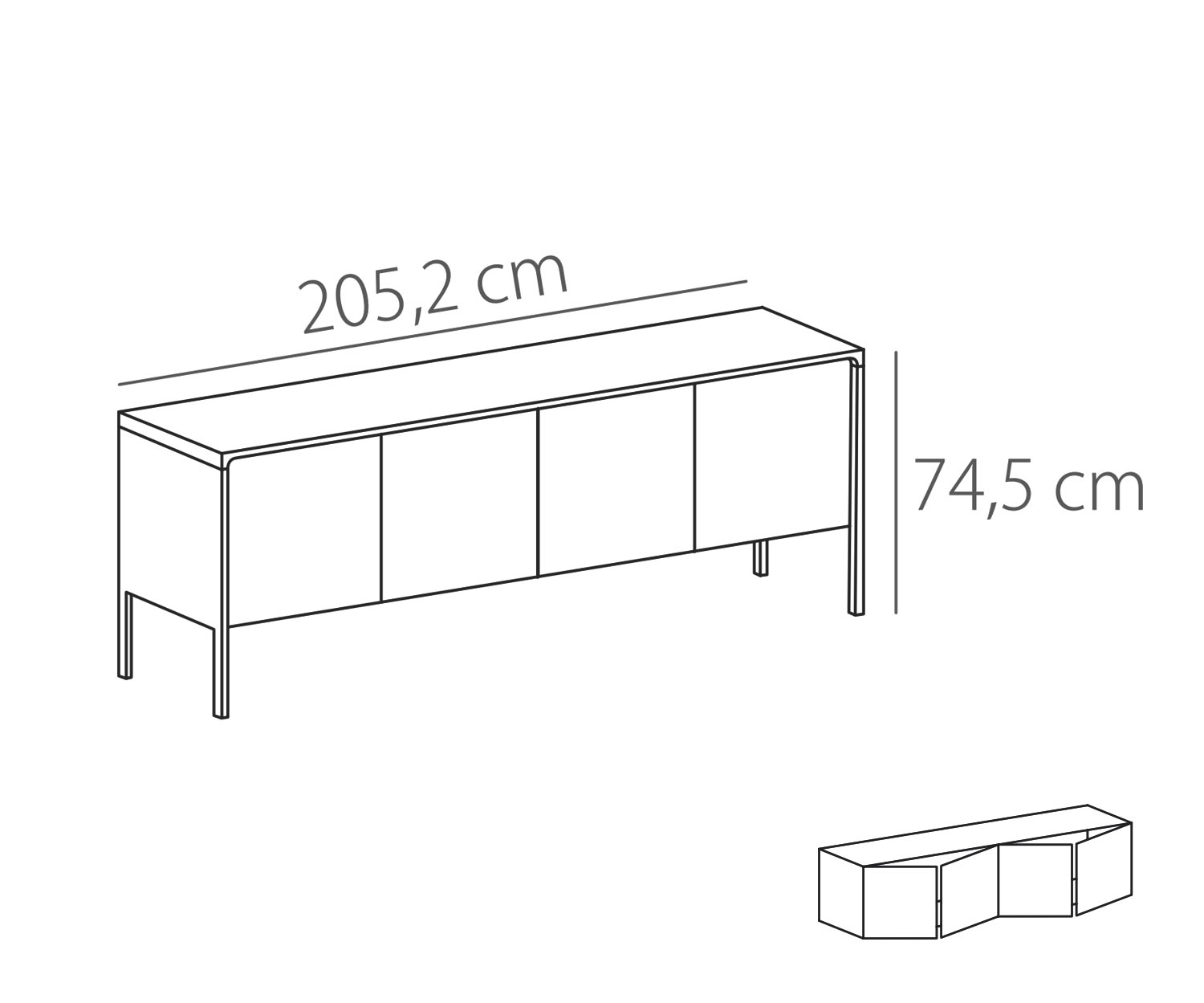 Punt Sideboard Tactile Tactile Walnuss Weiß Tactile B 205 4 Türen Skizze Punt Sideboard Tactile Tactile Walnuss Weiß Tactile B 205 4 Türen Skizze