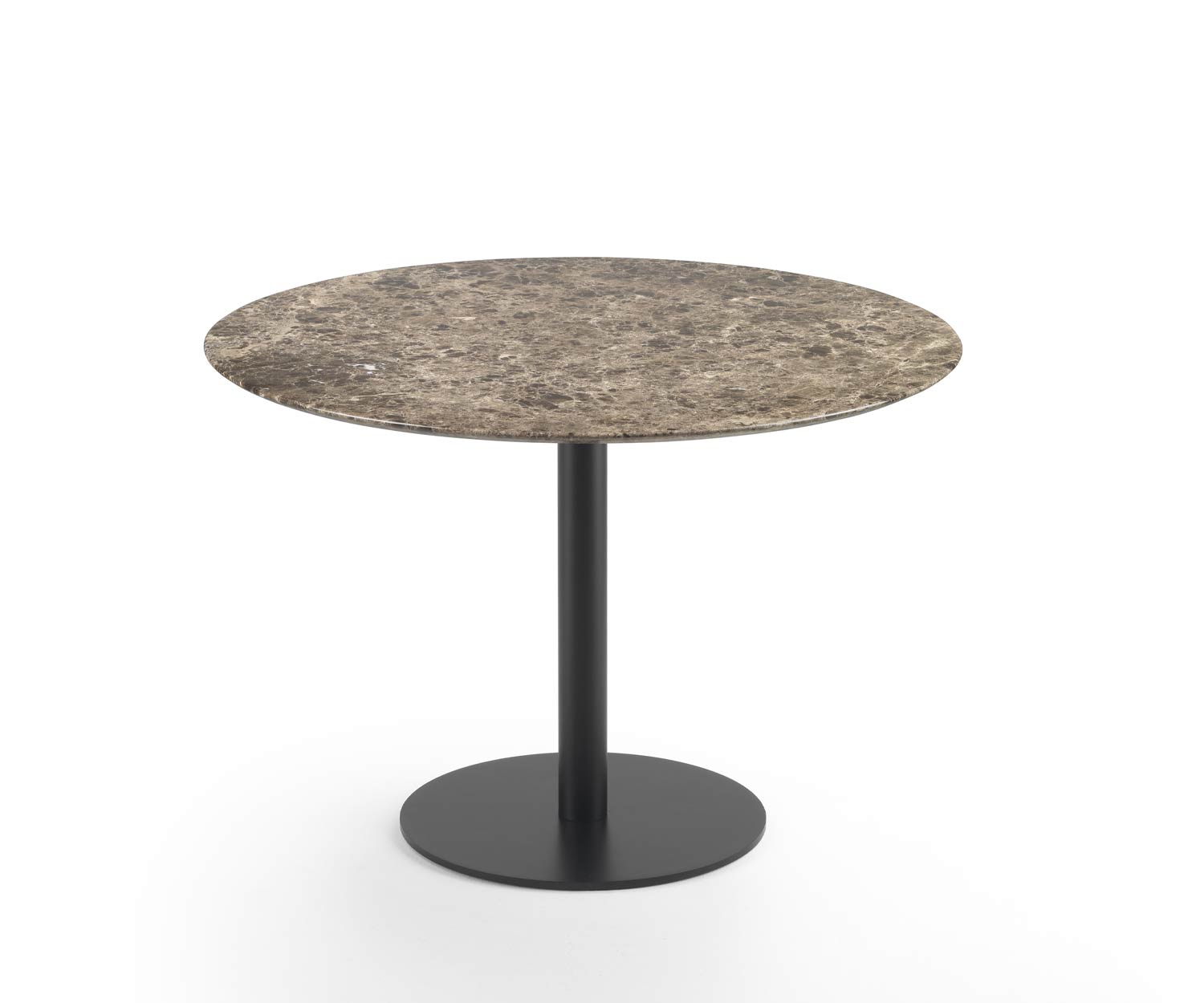 Table Break en marbre brun de Marelli avec pied et plateau ronds