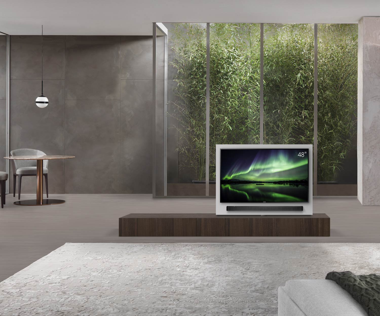 Livitalia Roto Design Lowboard Raumteiler mit drehbarem TV Paneel B150 50 H25 T47 EiBr B90li oBox Livitalia Roto Design Lowboard Raumteiler mit drehbarem TV Paneel B150 50 H25 T47 EiBr B90li oBox