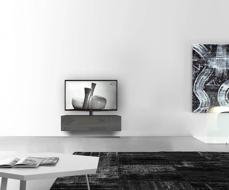 Design Lowboard Konfigurator mit TV Halterung Wand Breite 120 32 54,6 mitte glanz dunkelgrau Design Lowboard Konfigurator mit TV Halterung Wand Breite 120 32 54,6 mitte glanz dunkelgrau