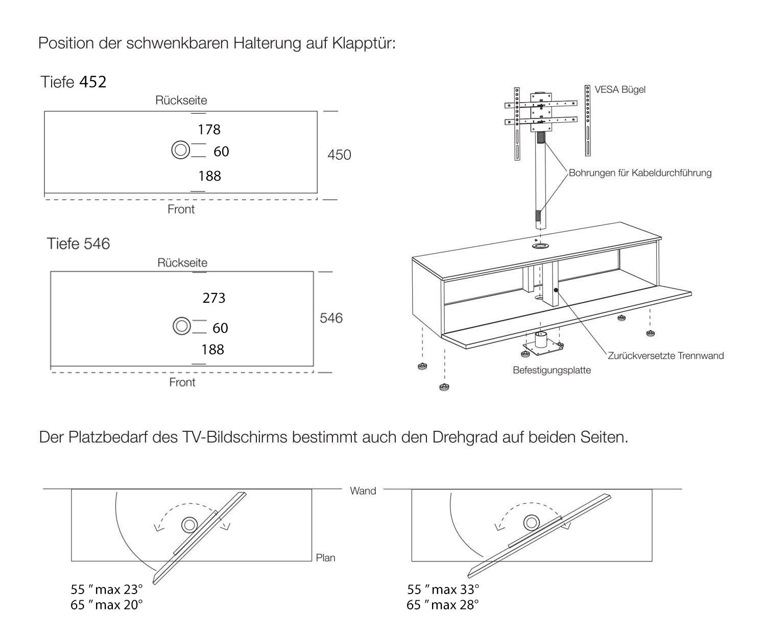Livitalia Vesa Konfigurator Position TV Halterung auf Design Lowboard Livitalia Vesa Konfigurator Position TV Halterung auf Design Lowboard