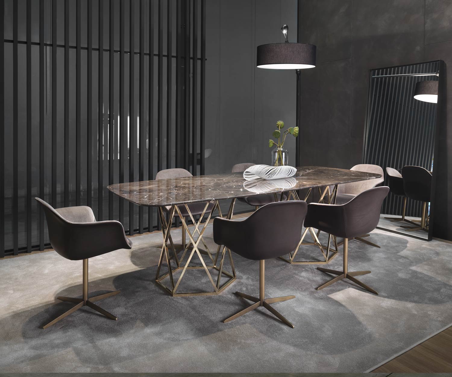 Table de salle à manger Tatlin Design Emperador marbre brun de haute qualité