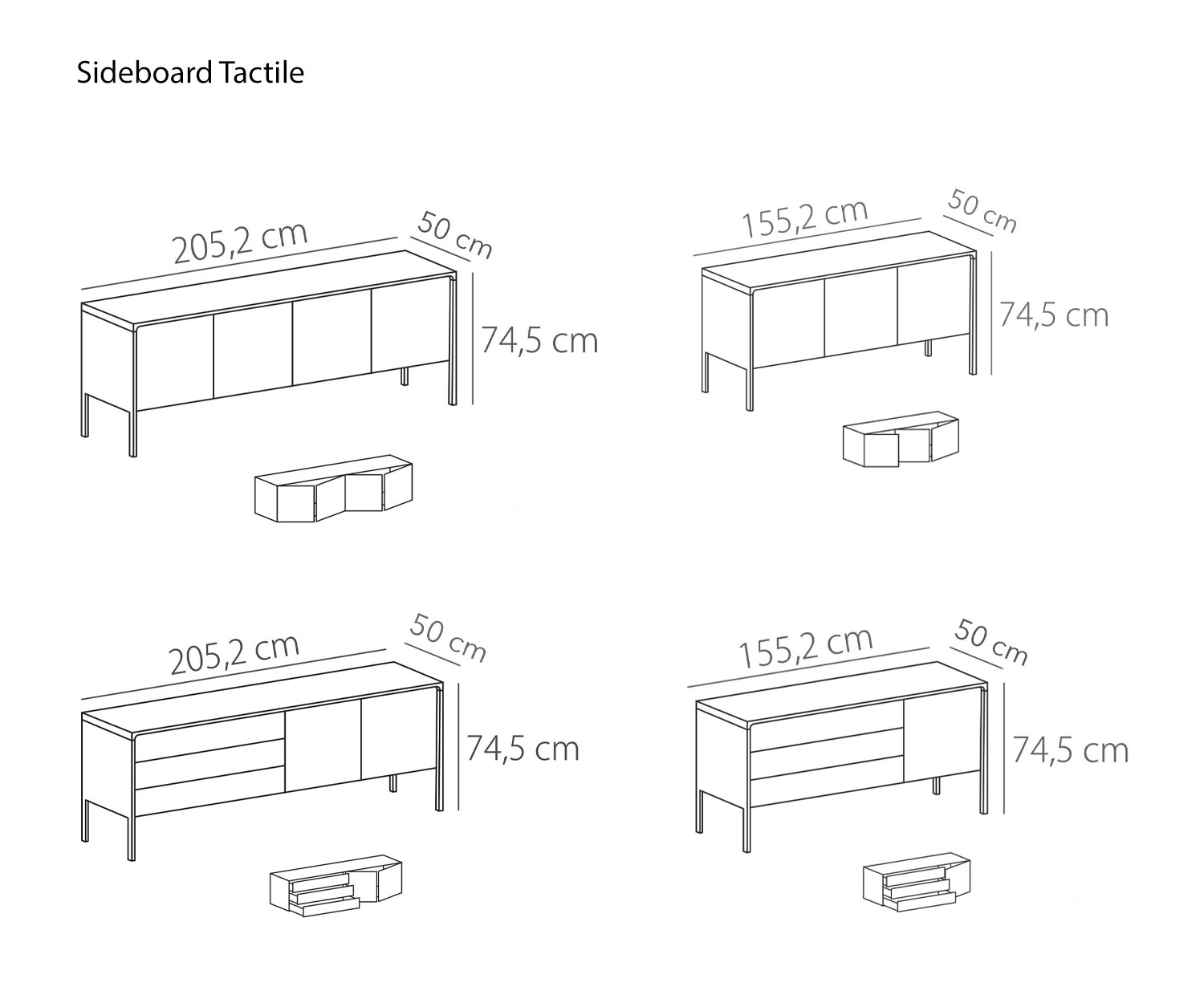 Designer Buffet von Punt Tactile 3 Türen Skizze Maße Größen Größenangaben Designer Buffet von Punt Tactile 3 Türen Skizze Maße Größen Größenangaben