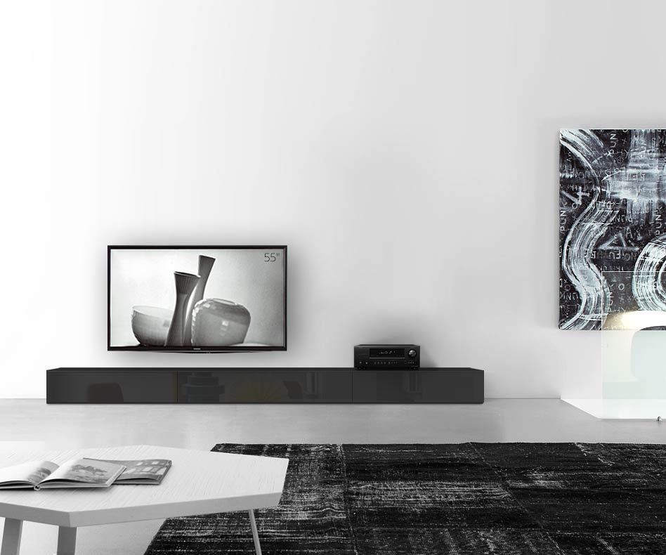 /Design Lowboard Fond L300 H27 noir brillant /Design Lowboard Fond L300 H27 noir brillant