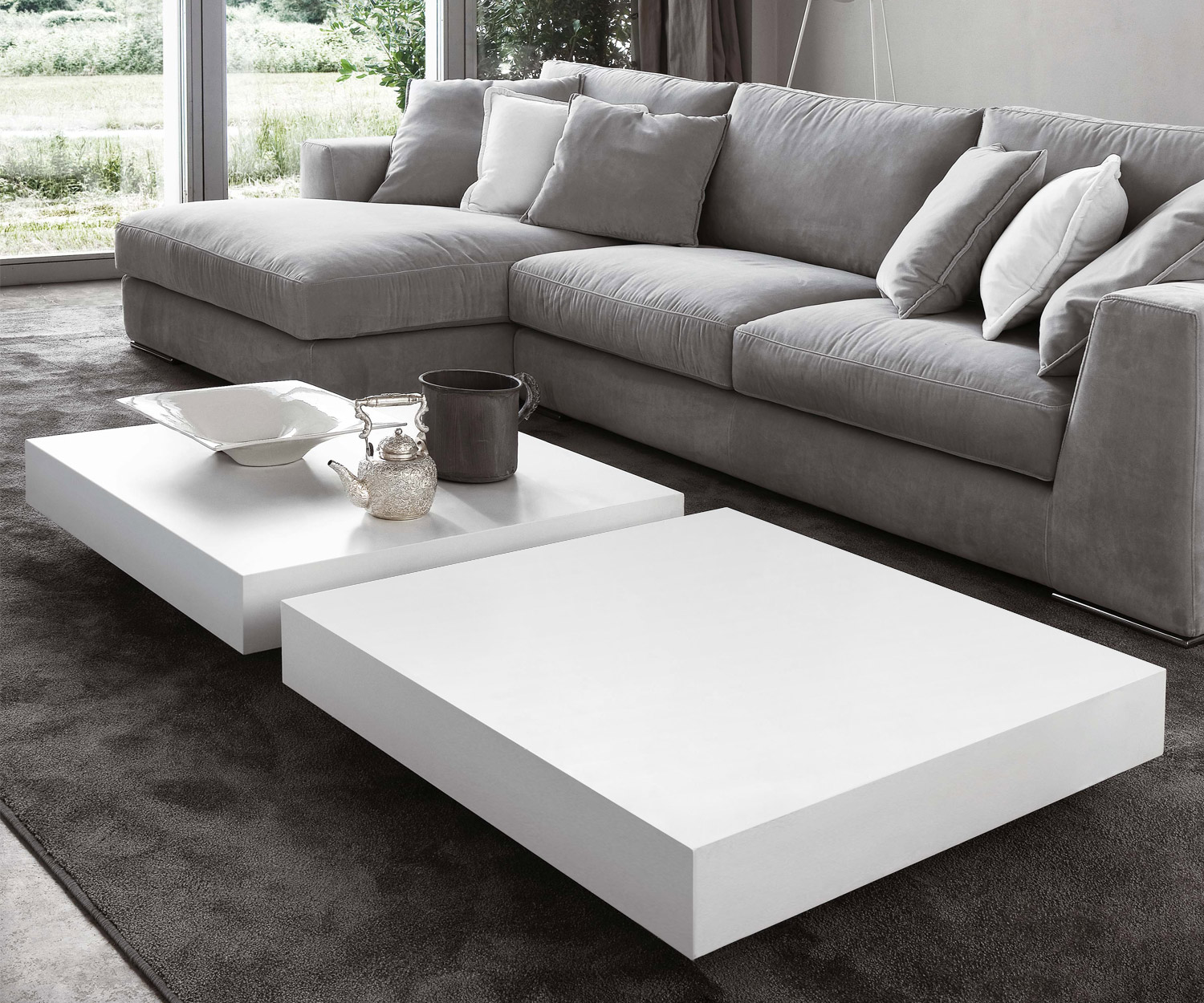 Exklusiver Novamobili Design Couchtisch Schatten Weiß Exklusiver Novamobili Design Couchtisch Schatten Weiß