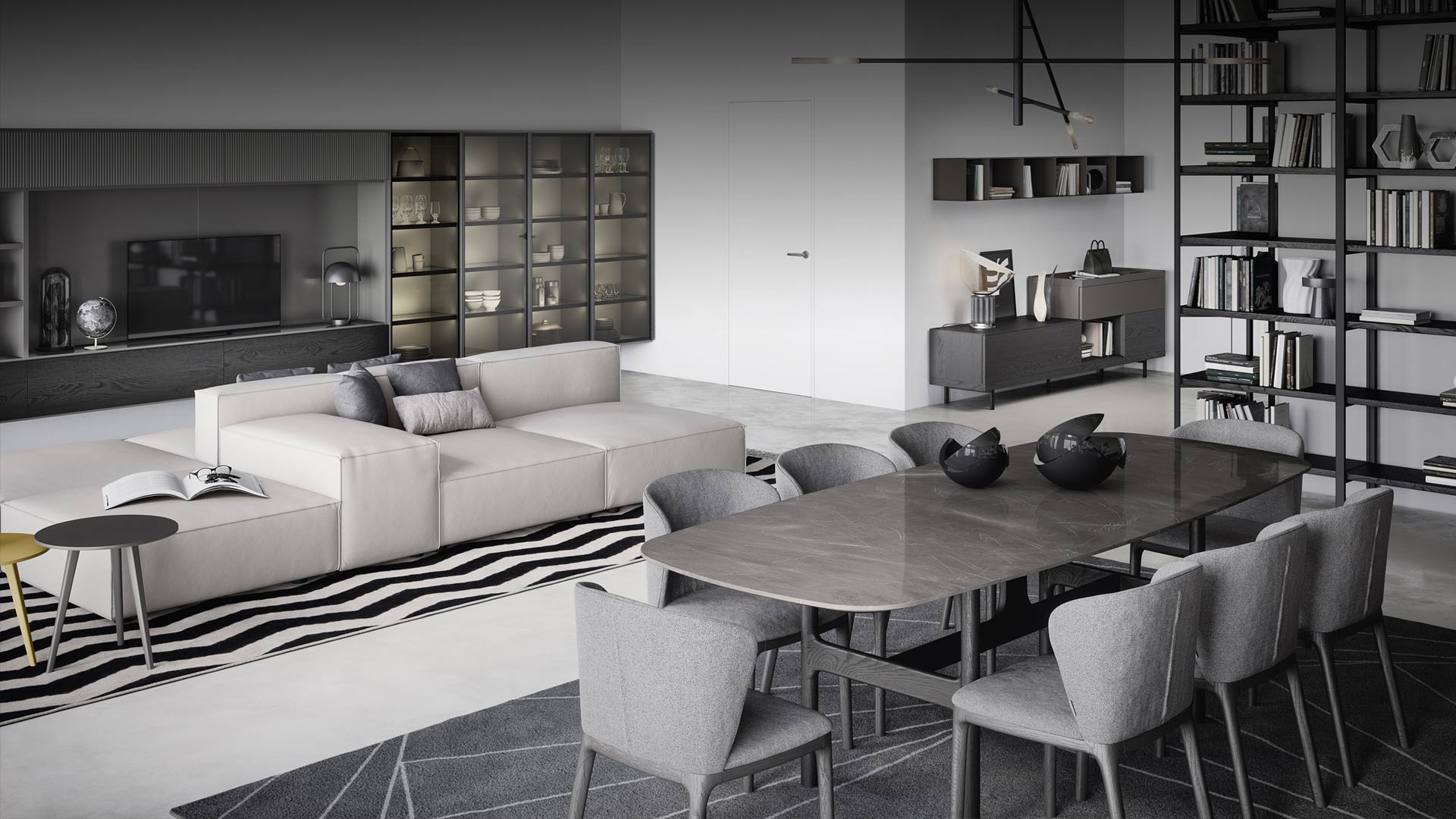 10 moderne Wohnzimmer Ideen mit Essbereich