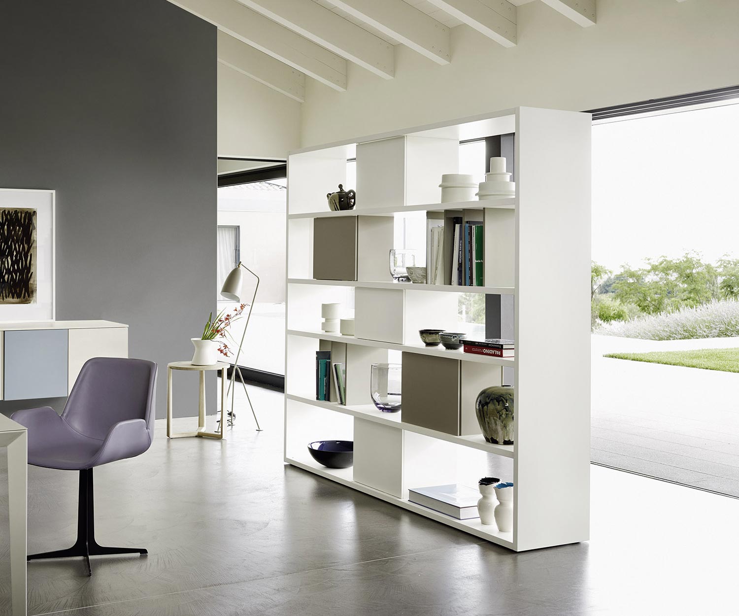 Exklusives Livitalia Design Standregal C92 Raumteiler Weiß Exklusives Livitalia Design Standregal C92 Raumteiler Weiß