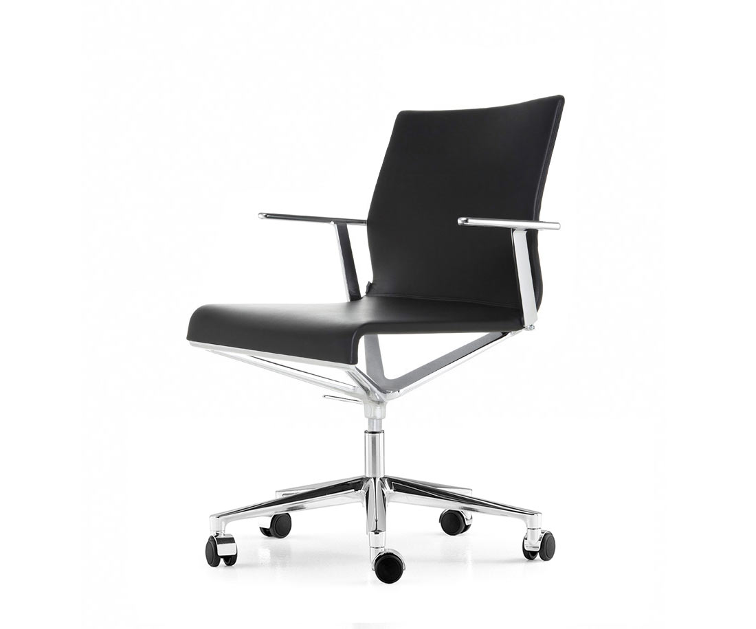 ICF Stick ETK Chair Burostuhl Schwarz Leder mit Rollen H37 ICF Stick ETK Chair Burostuhl Schwarz Leder mit Rollen H37