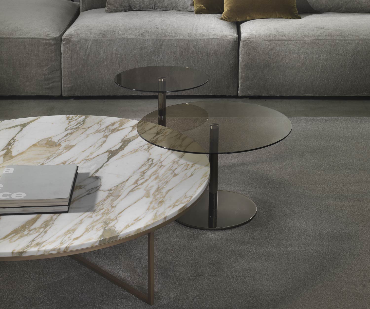 Exclusif Marelli Design table d'appoint Break verre plateau de table bronze transparent