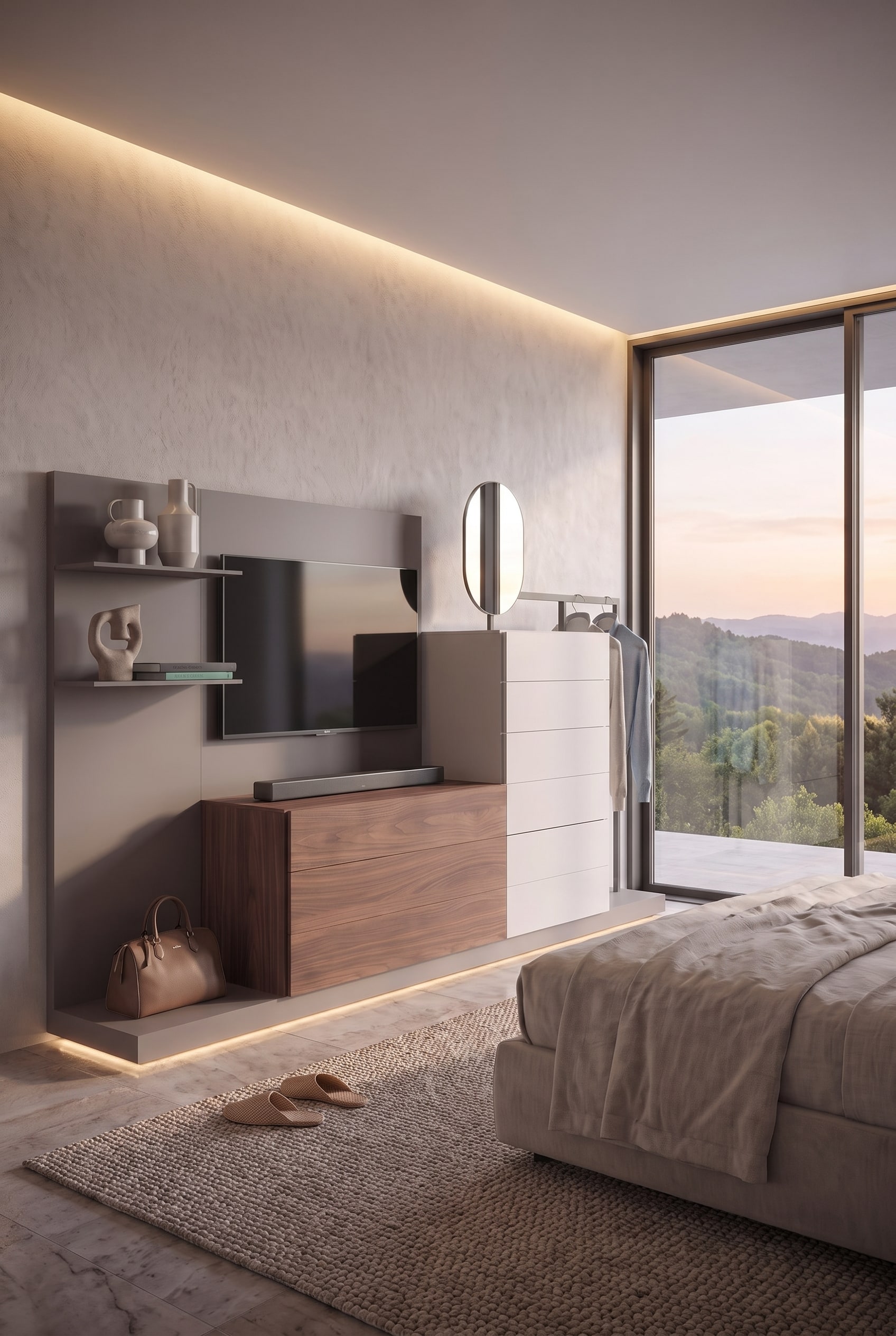 Schlafzimmer TV-Wand im modernen italienischen Design Schlafzimmer TV-Wand im modernen italienischen Design
