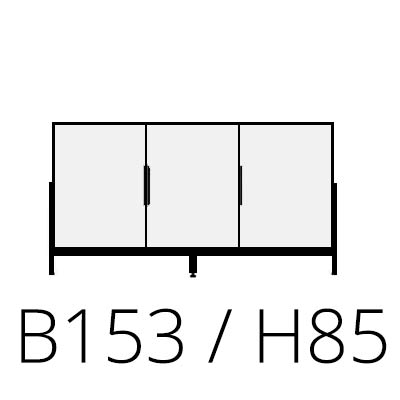 L 153 cm H 85 cm 3 portes