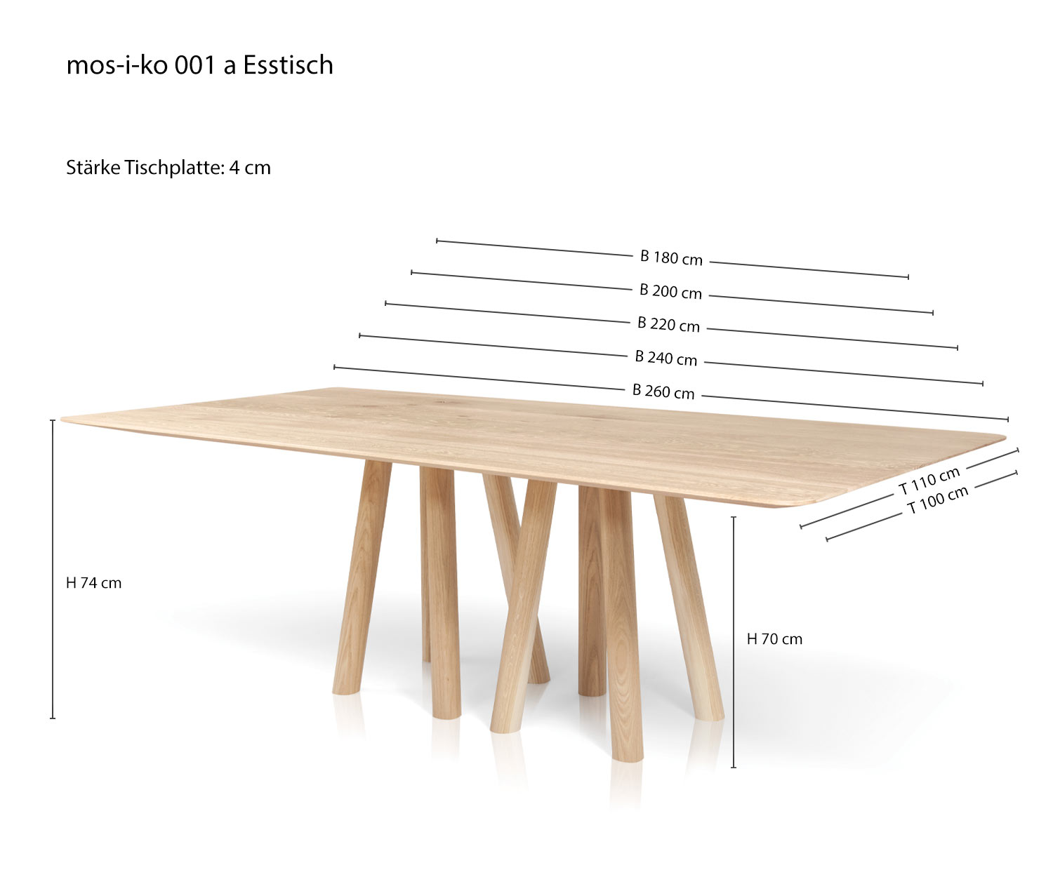 Designer Table de salle à manger al2 mos i ko 001 a Esquisse Dimensions Dimensions
