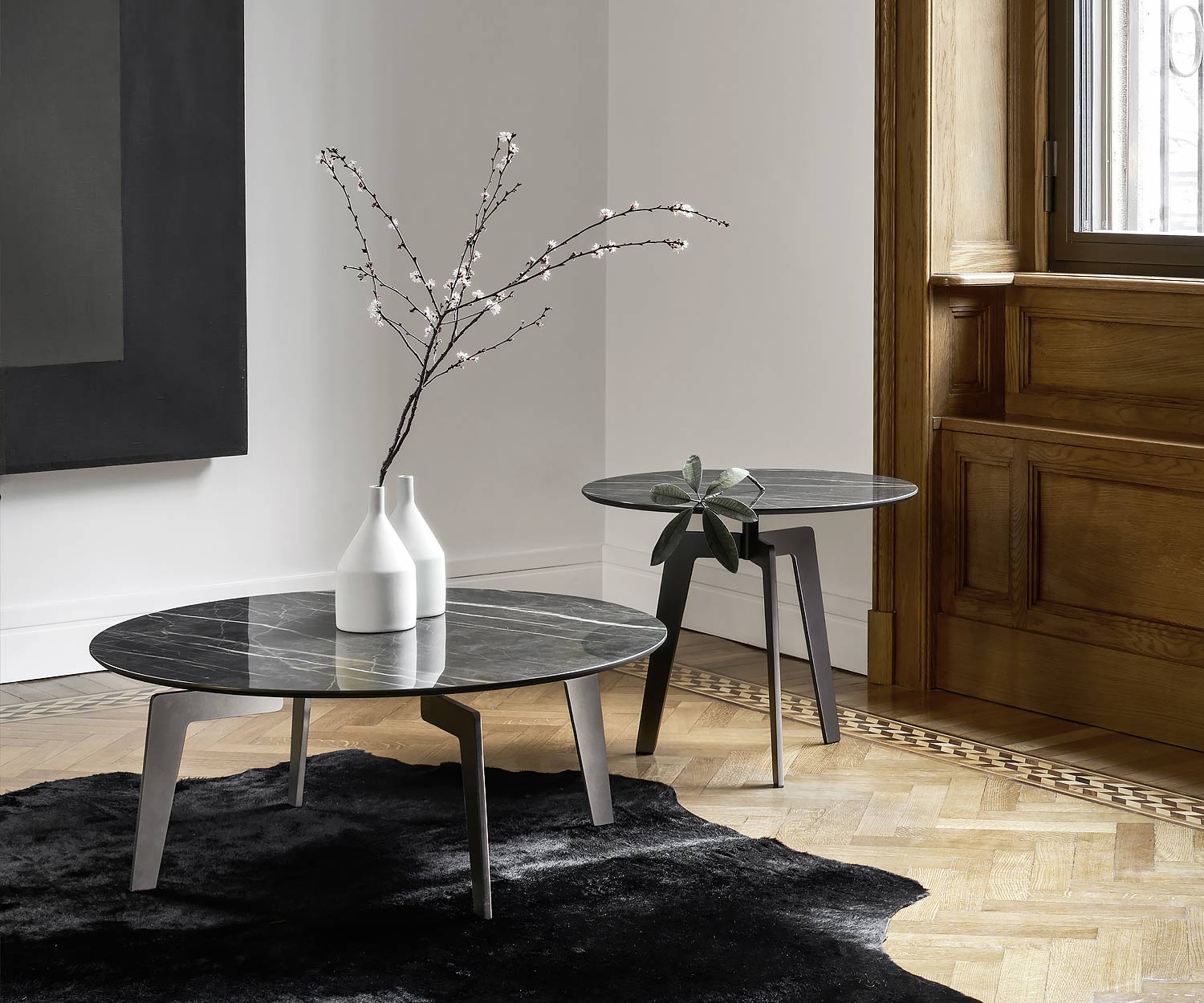 Lotus Table d'appoint Céramique Plateau de table en marbre