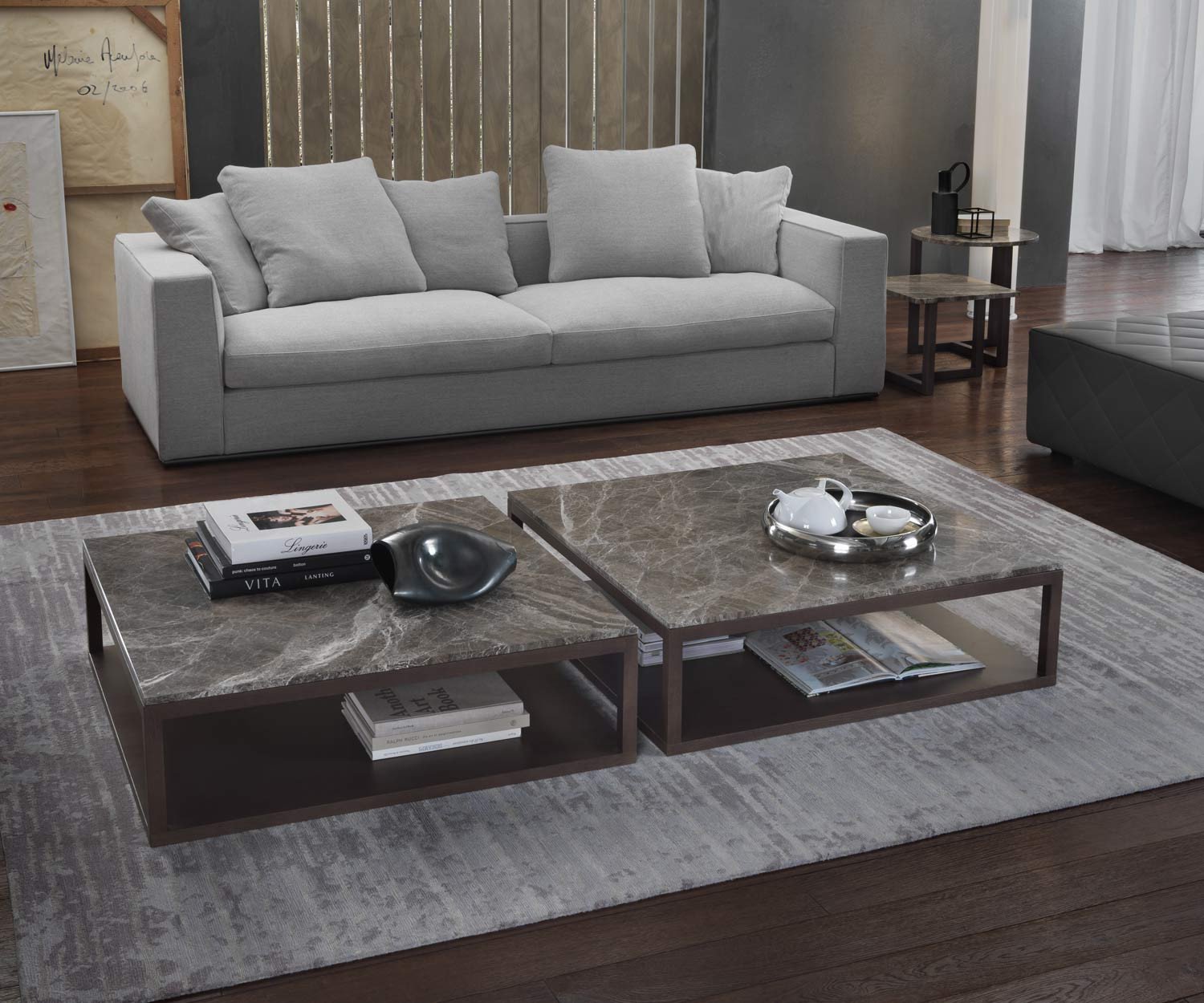 Brauner Marelli Designer Couchtisch Stone in Perfetto Mamor Brauner Marelli Designer Couchtisch Stone in Perfetto Mamor