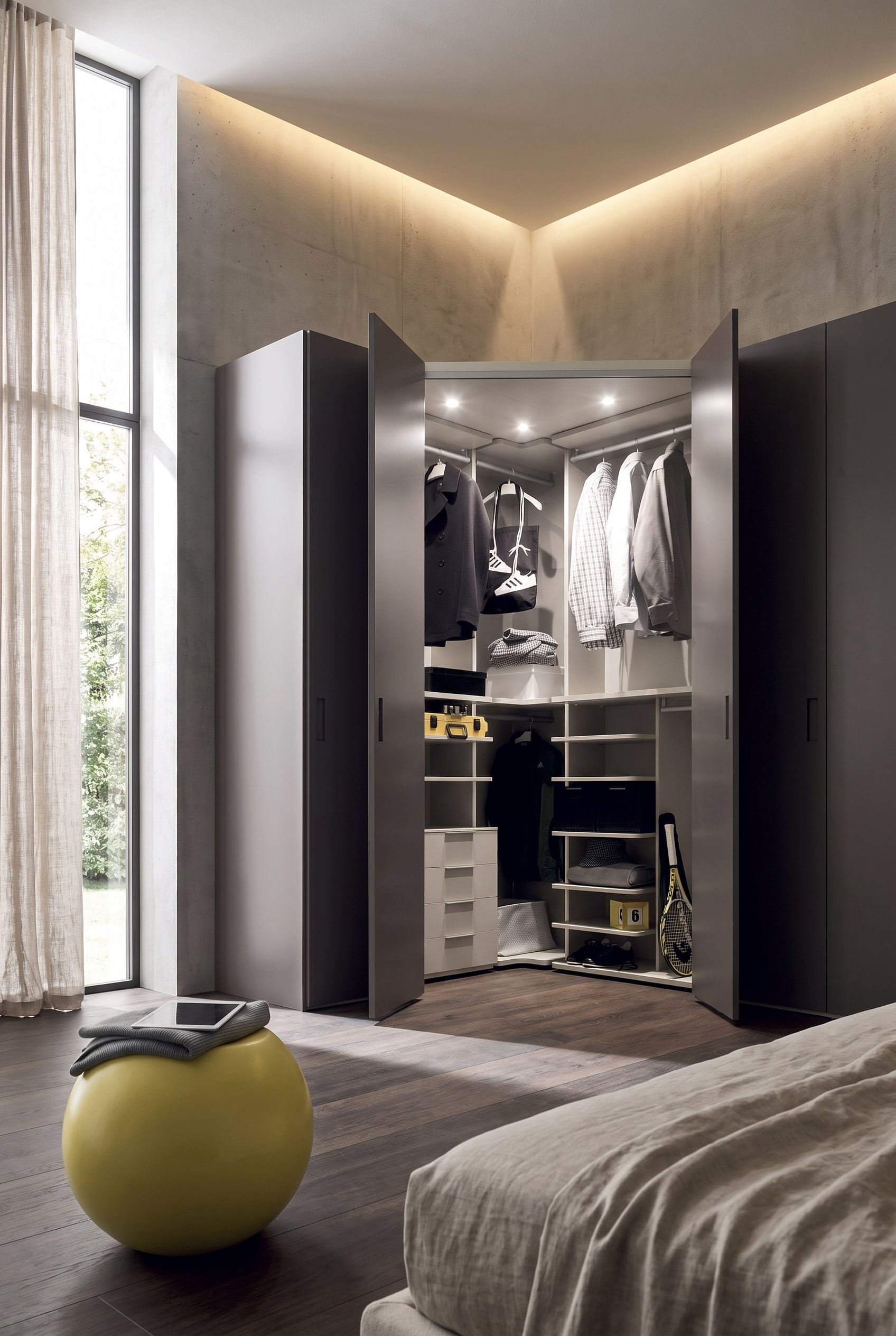 Schlafzimmer Eckkleiderschrank puristisch