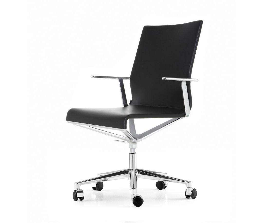 ICF Stick ETK Chair Burostuhl Schwarz Leder mit Rollen H48 ICF Stick ETK Chair Burostuhl Schwarz Leder mit Rollen H48
