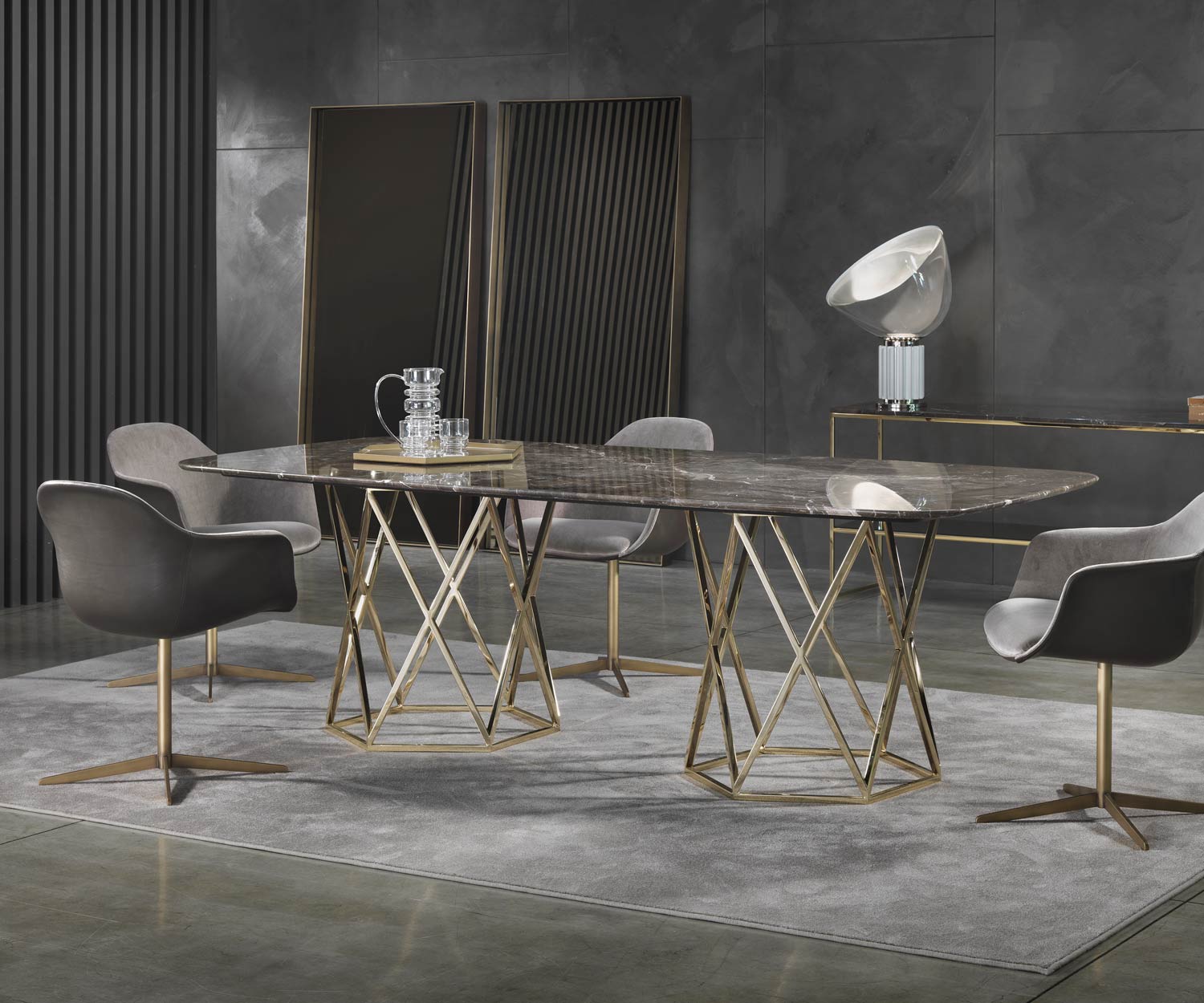 Table de salle à manger design moderne Marelli Tatlin Emperador Marbre