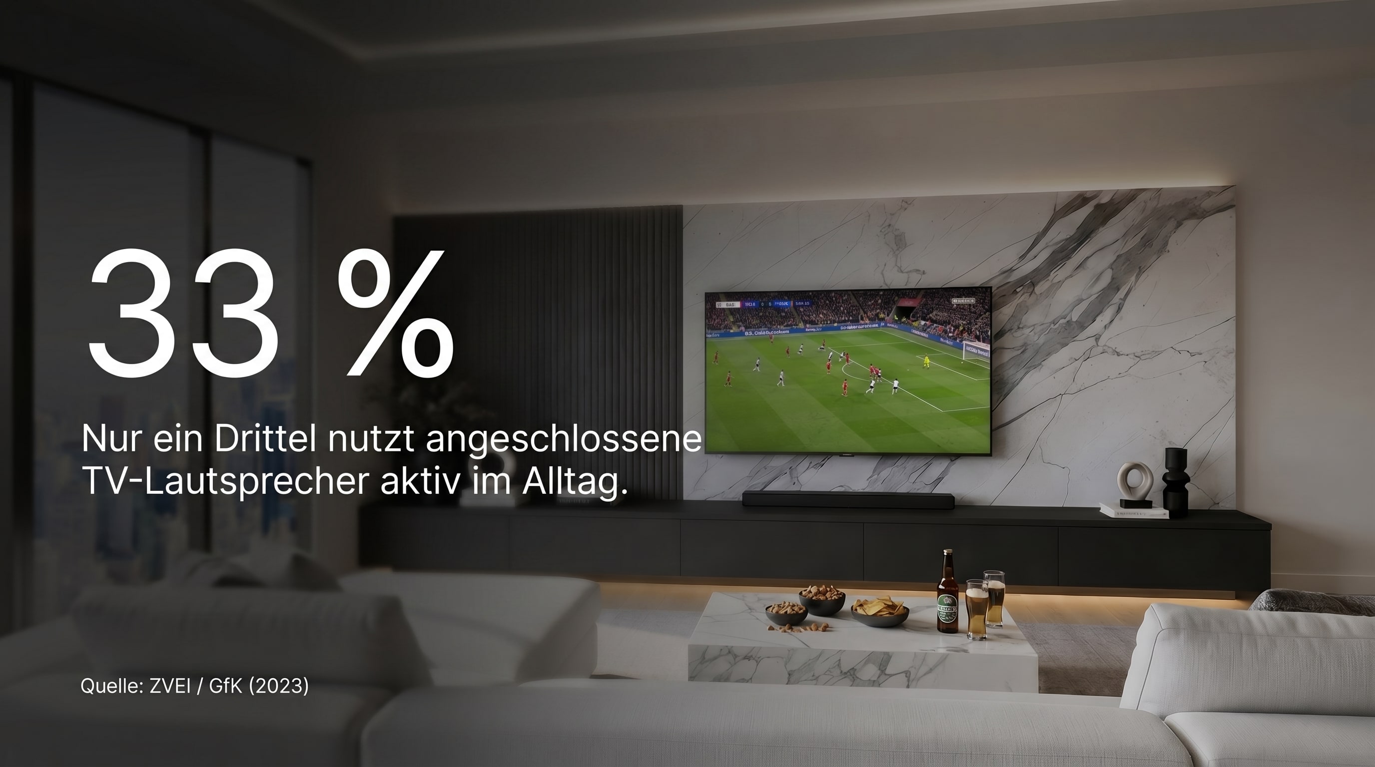 33 % &ndash; Nur ein Drittel nutzt angeschlossene TV-Lautsprecher aktiv im Alltag.