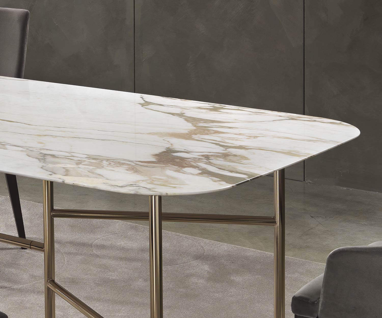 Noble Marelli Kyoto Design table à manger Calacatta marbre plateau de table vue panoramique