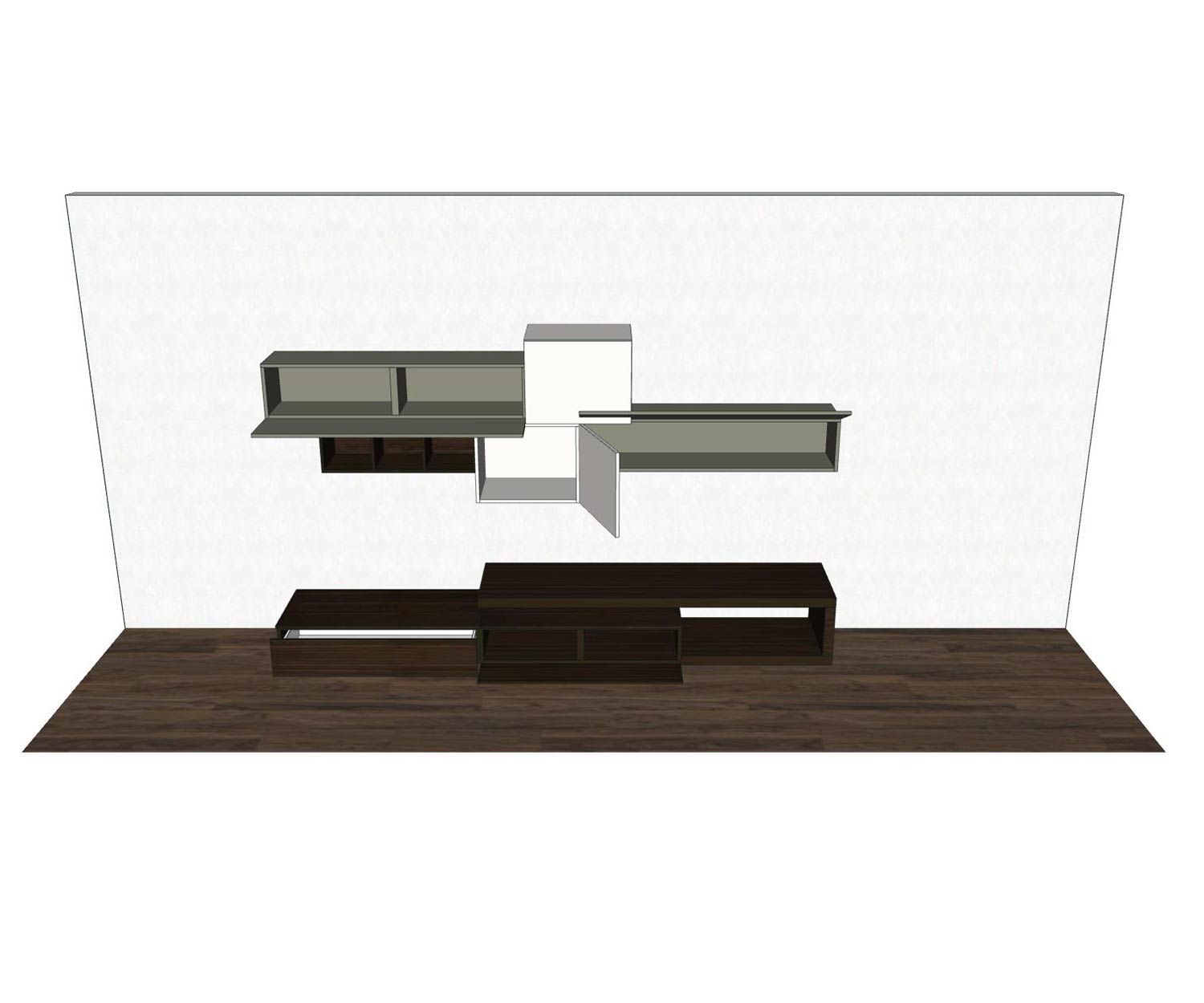 Exclusif Livitalia Meuble-paroi design C31 avec meuble TV flottant et armoires suspendues