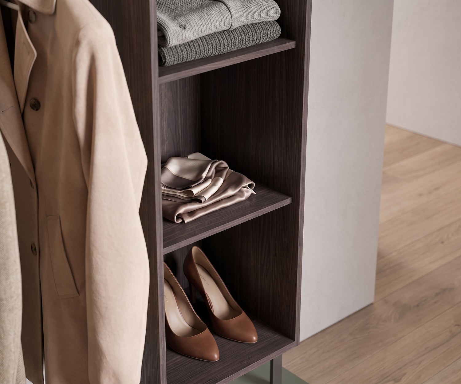 Kommode mit Garderobe Easy 4 im Flur, grünes Design-Flurmöbel mit Kleiderstange und Schubladen im minimalistischen Stil