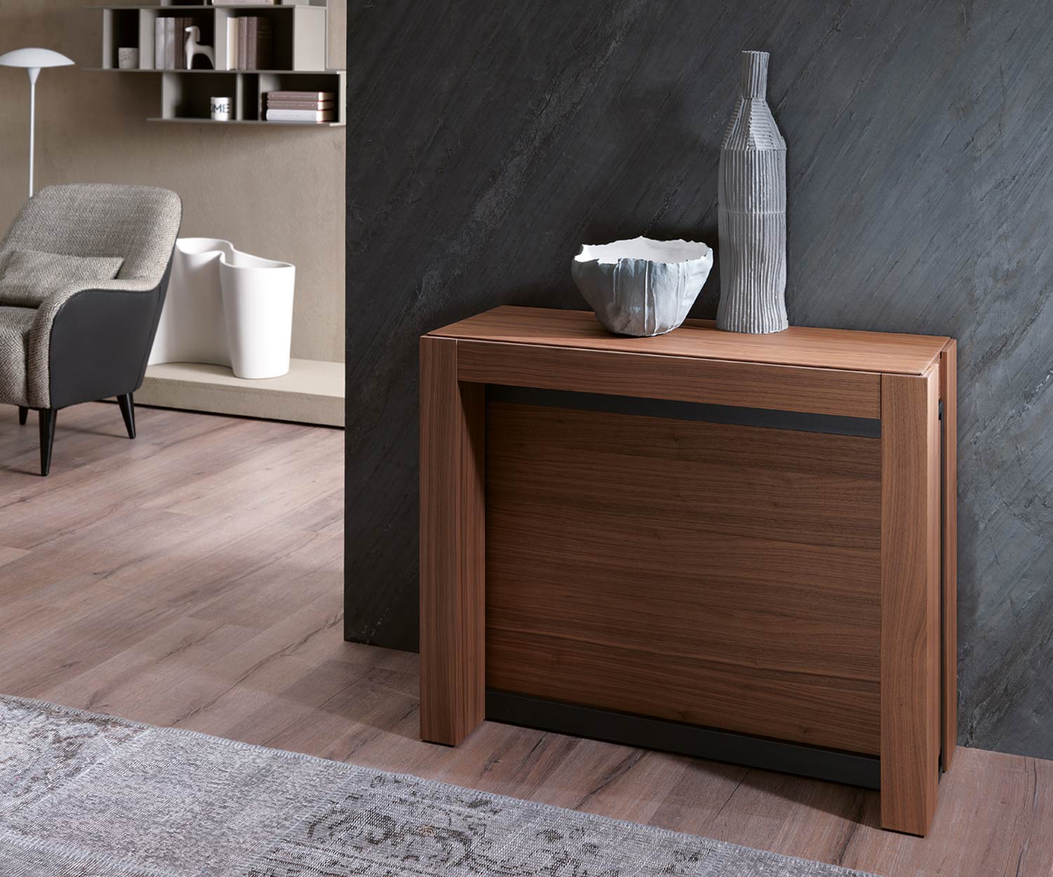 Ozzio Console A4 table de salle à manger extensible noyer Ozzio Console A4 table de salle à manger extensible noyer