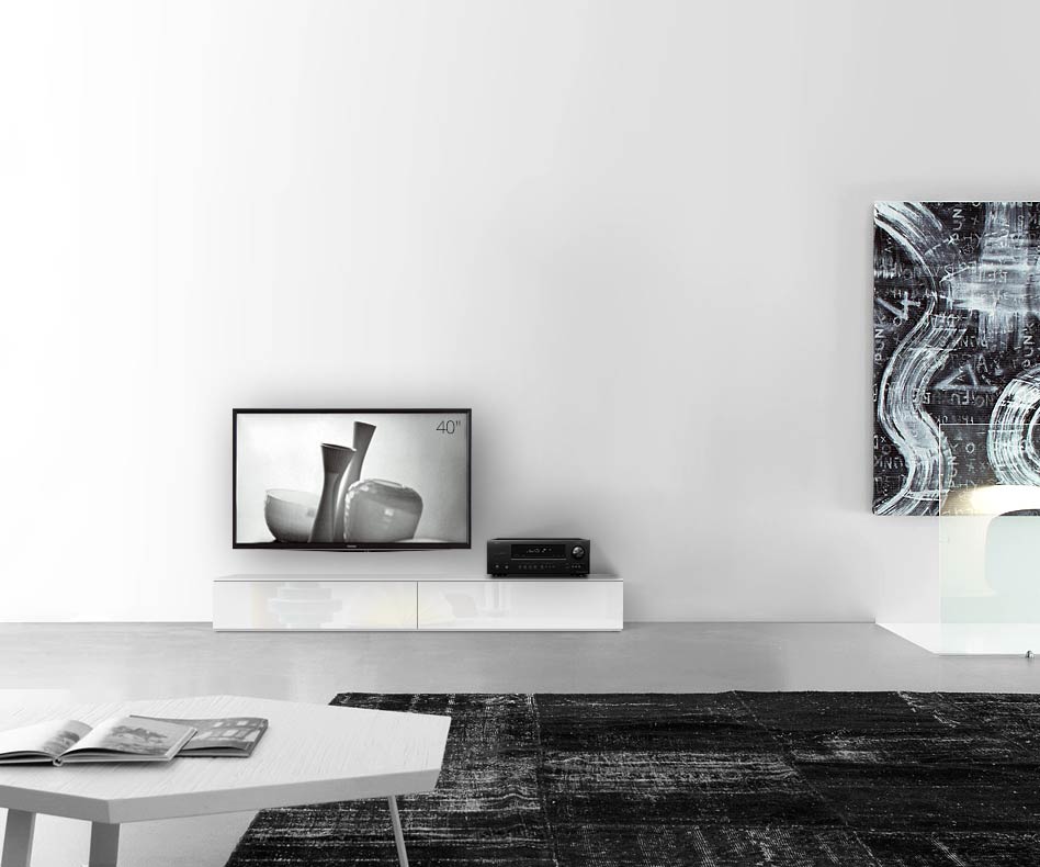 /Design Lowboard sol L180 H27 blanc brillant /Design Lowboard sol L180 H27 blanc brillant