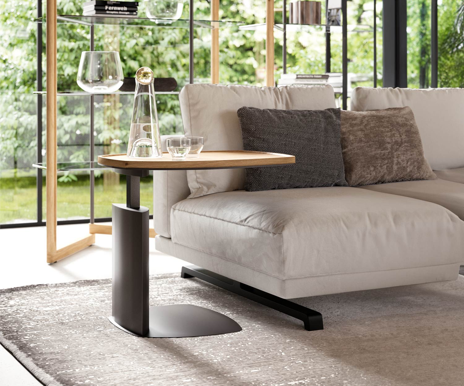 Design Nachttisch Beistelltisch aus Metall hoehenverstellbar Design Nachttisch Beistelltisch aus Metall hoehenverstellbar