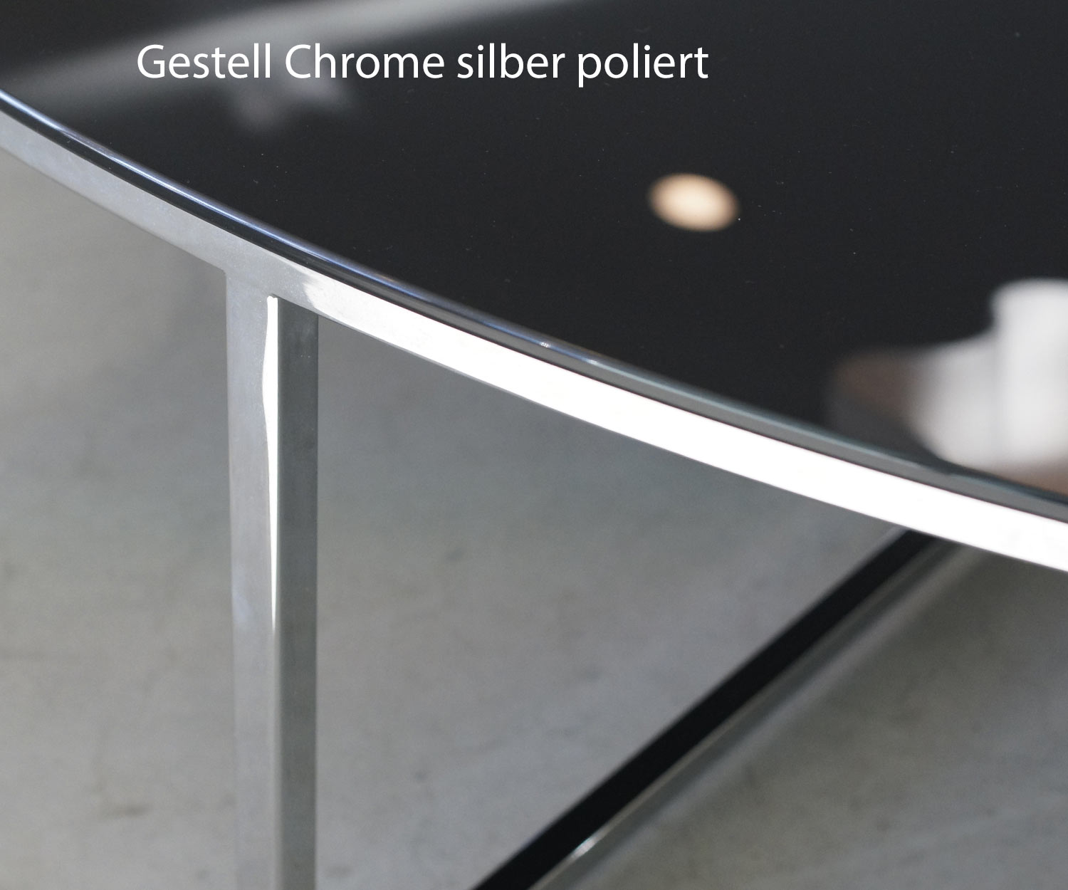 Moderne Marelli Design table basse Frame piétement argent chromé plateau verre noir brillant