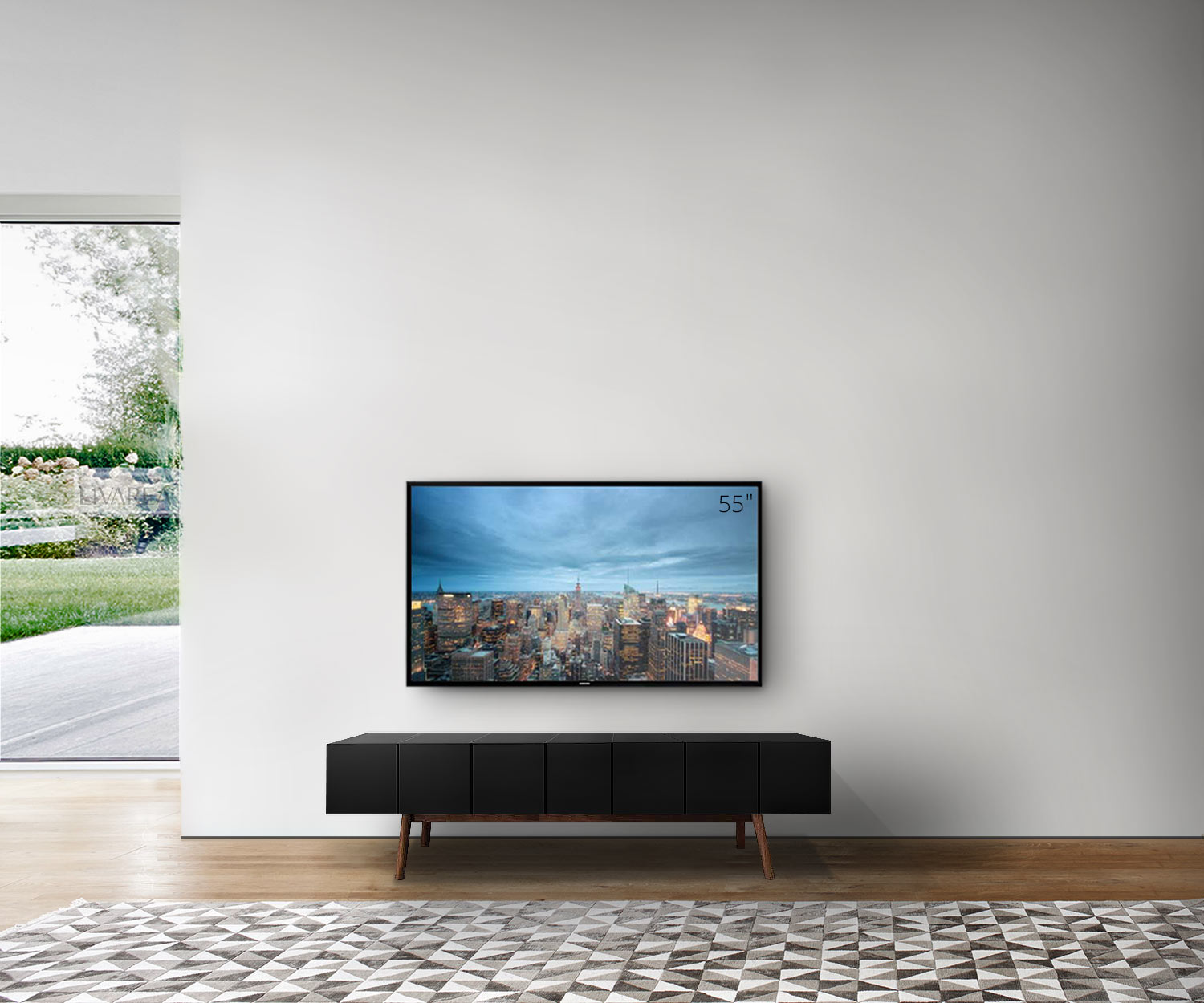 al2 MOS I KO 005 B Breite 175 cm Korpus Schwarz Beine Walnuss