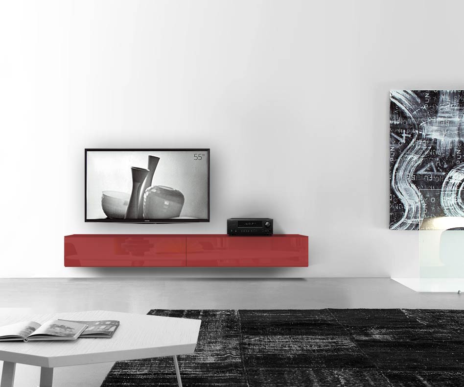 /Design Lowboard Wand B240 H33 5 glanz rot /Design Lowboard Wand B240 H33 5 glanz rot