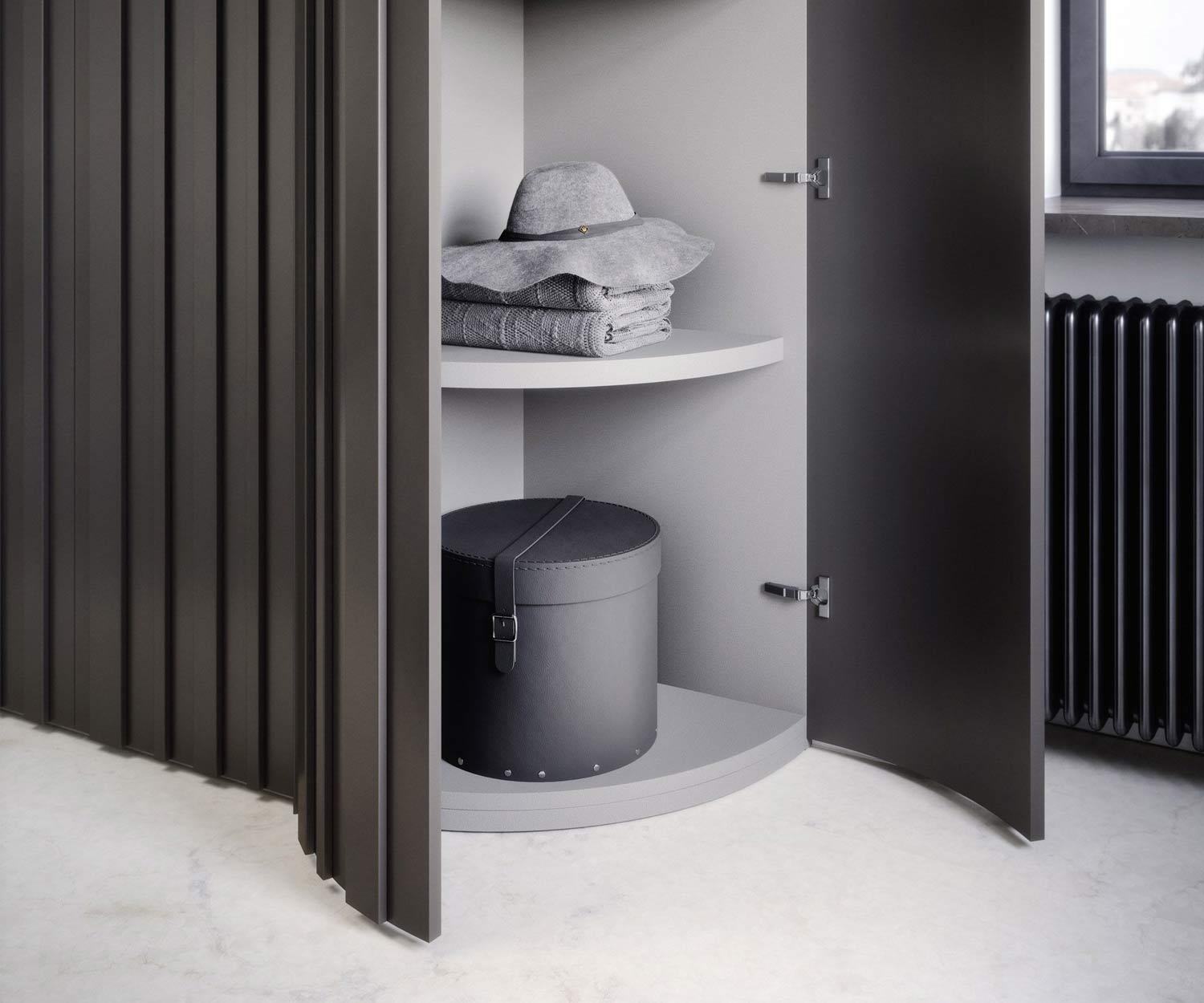 Design Kleiderschrank Alfa Curvo keine Ecken Holz Dunkel Rustikal Modern Luxus Design Kleiderschrank Alfa Curvo keine Ecken Holz Dunkel Rustikal Modern Luxus